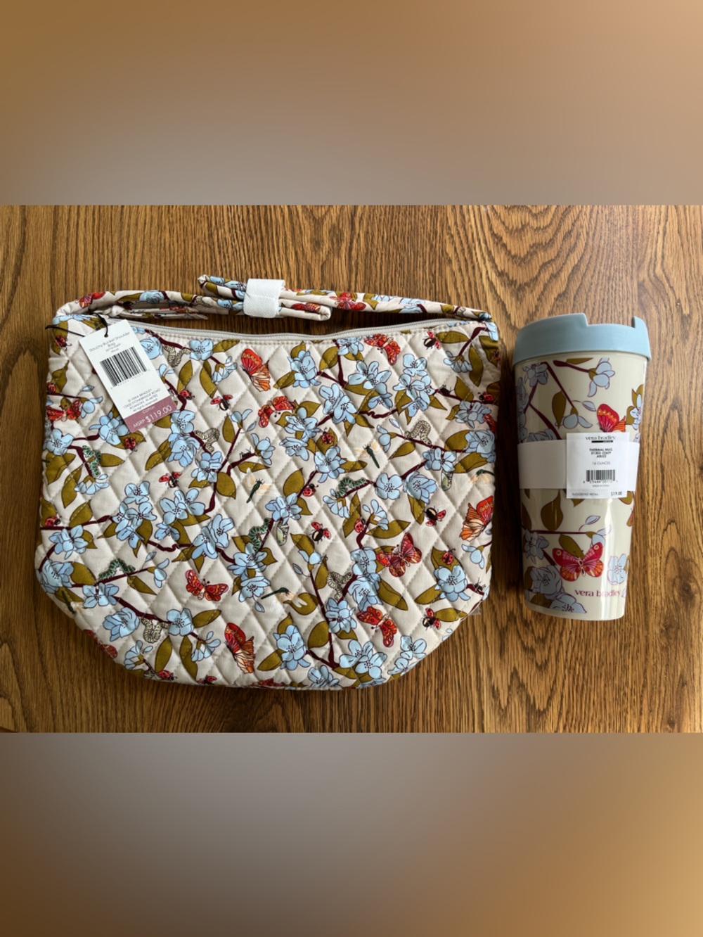 Vera Bradley Bucket Bag and Tumbler in Abuzz NWT